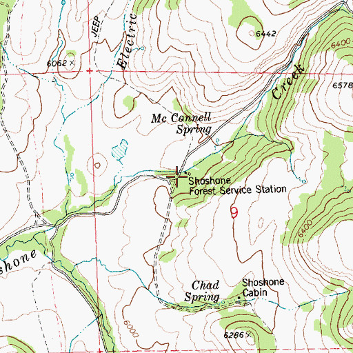 Topographic Map of Shoshone Forest Service Station, ID
