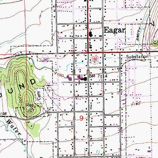 Topographic Map of Eagar Elementary School, AZ