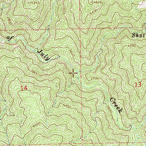 Topographic Map of Shot Creek, ID