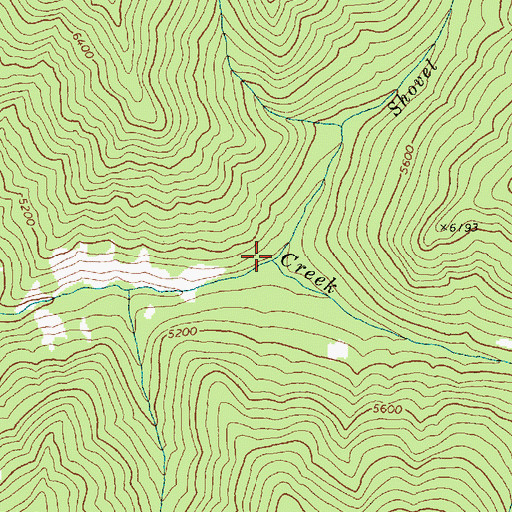 Topographic Map of Shovel Creek, ID