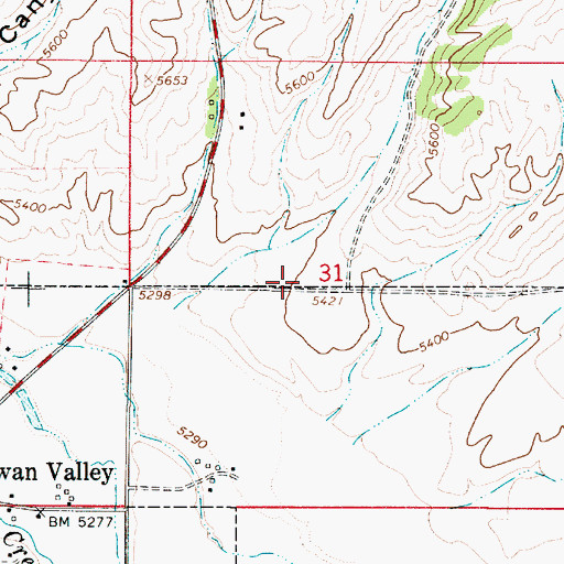 Topographic Map of Shurtliff Canyon, ID