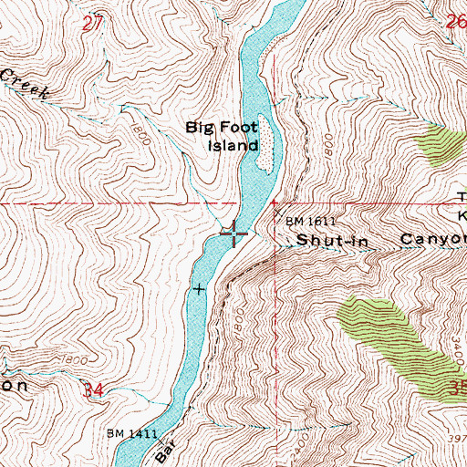 Topographic Map of Shut-in Canyon, ID