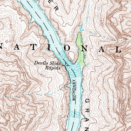 Topographic Map of Devils Slide Rapids, AZ