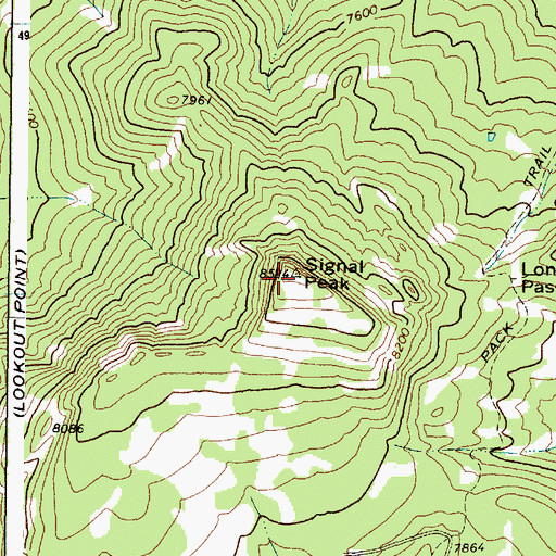 Topographic Map of Signal Peak, ID