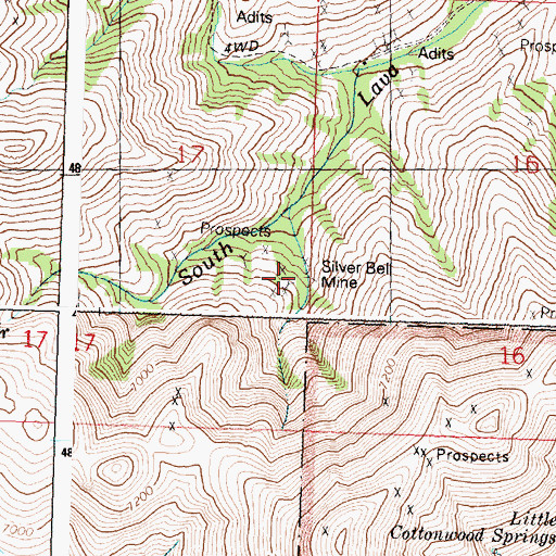 Topographic Map of Silver Bell Mine, ID