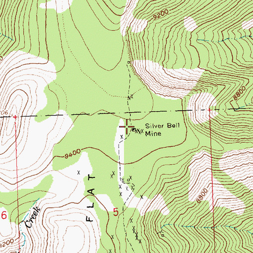 Topographic Map of Silver Bell Mine, ID