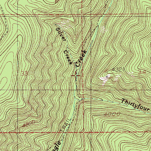 Topographic Map of Silver Creek, ID