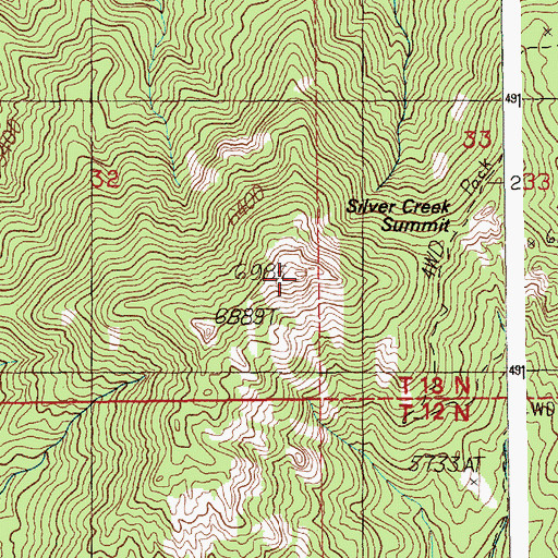 Topographic Map of Silver Creek Summit, ID