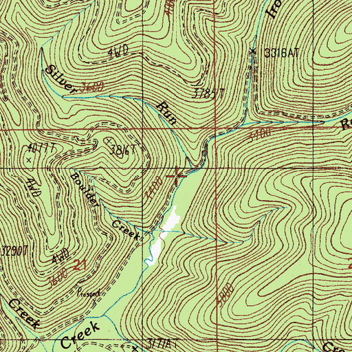 Topographic Map of Silver Run, ID