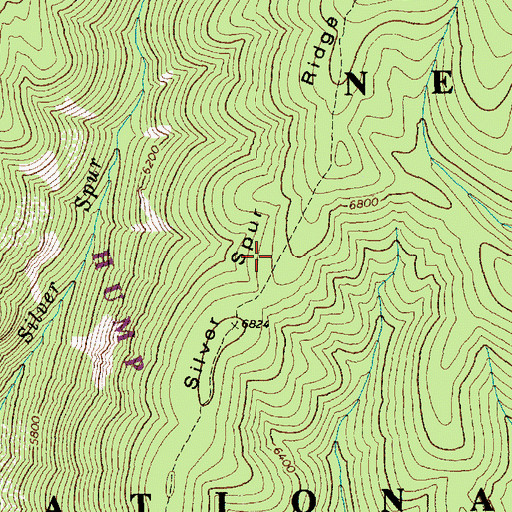 Topographic Map of Silver Spur Ridge, ID