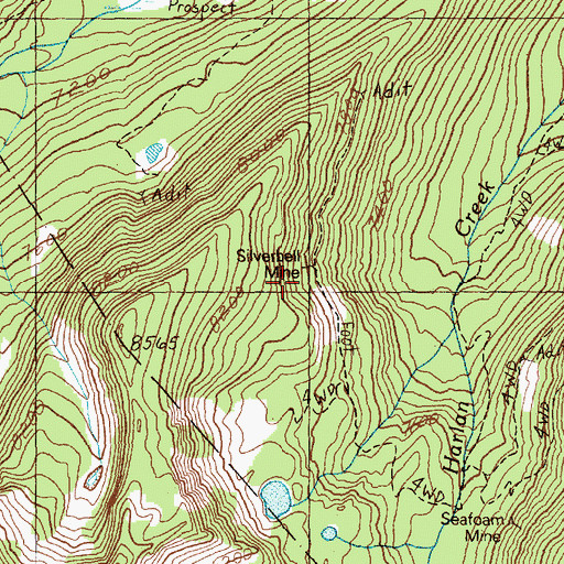 Topographic Map of Silverbell Mine, ID