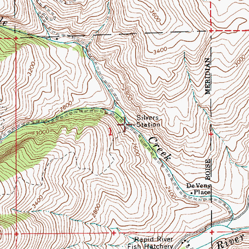 Topographic Map of Silvers Station, ID