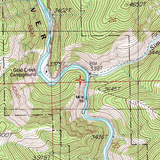 Topographic Map of Simmons Creek, ID