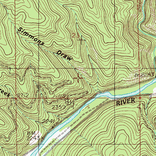 Topographic Map of Simmons Draw, ID