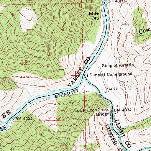 Topographic Map of Simplot Campground, ID