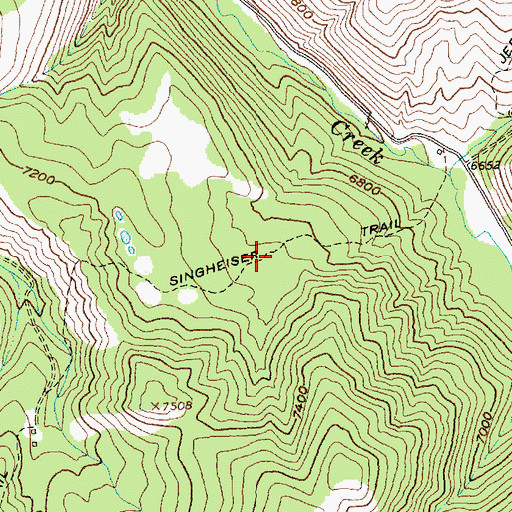 Topographic Map of Singheiser Trail, ID
