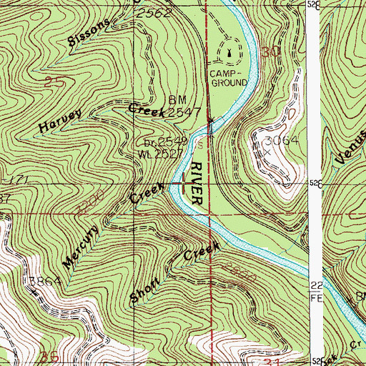 Topographic Map of Sissons Campground, ID