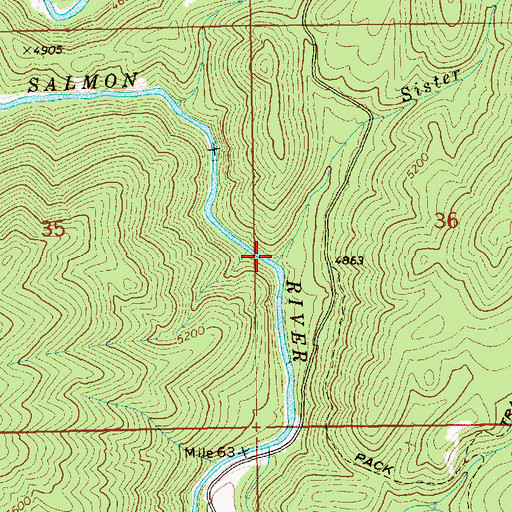 Topographic Map of Sister Creek, ID