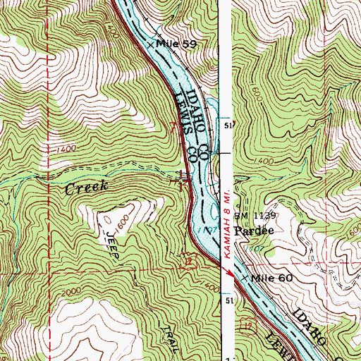 Topographic Map of Sixmile Creek, ID