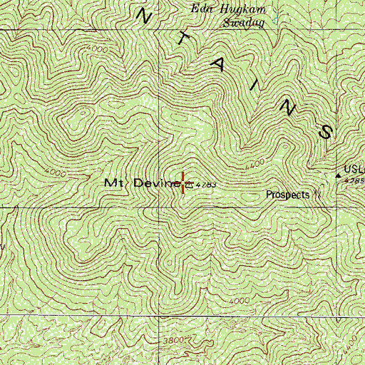 Topographic Map of Mount Devine, AZ