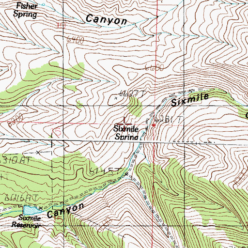 Topographic Map of Sixmile Spring, ID