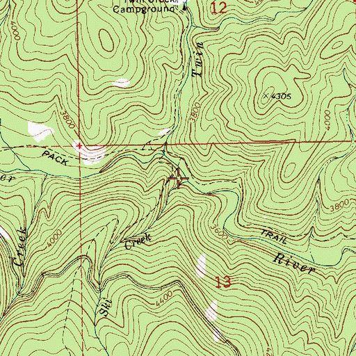Topographic Map of Ski Creek, ID
