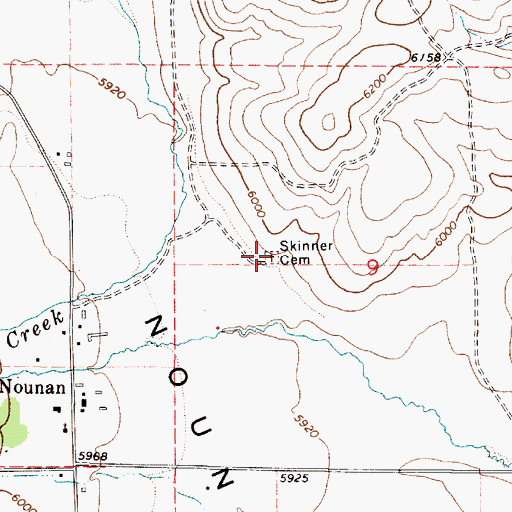 Topographic Map of Skinner Cemetery, ID