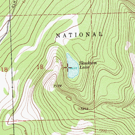 Topographic Map of Skookum Lake, ID