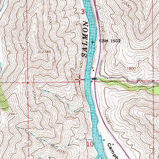 Topographic Map of Skookumchuck Creek, ID