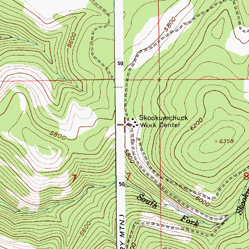 Topographic Map of Skookumchuck Work Center, ID