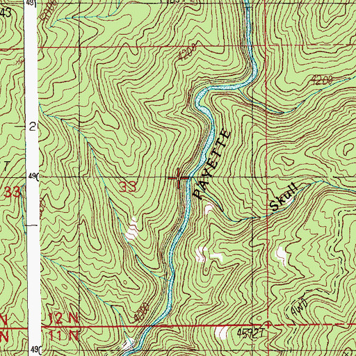 Topographic Map of Skull Creek, ID