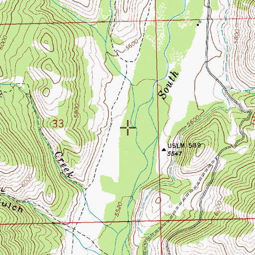 Topographic Map of Skunk Creek, ID