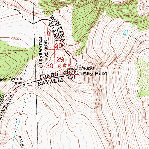Topographic Map of Sky Pilot, ID