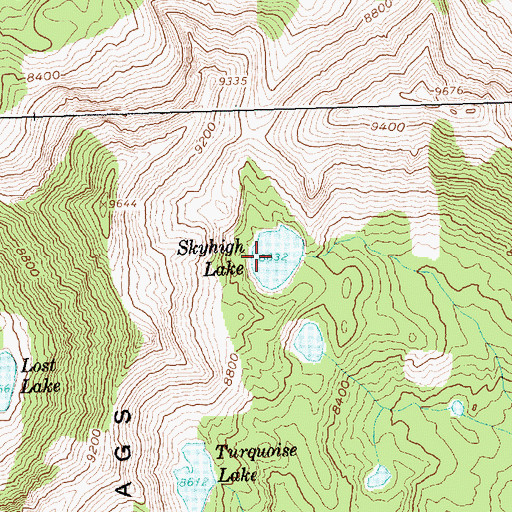 Topographic Map of Skyhigh Lake, ID