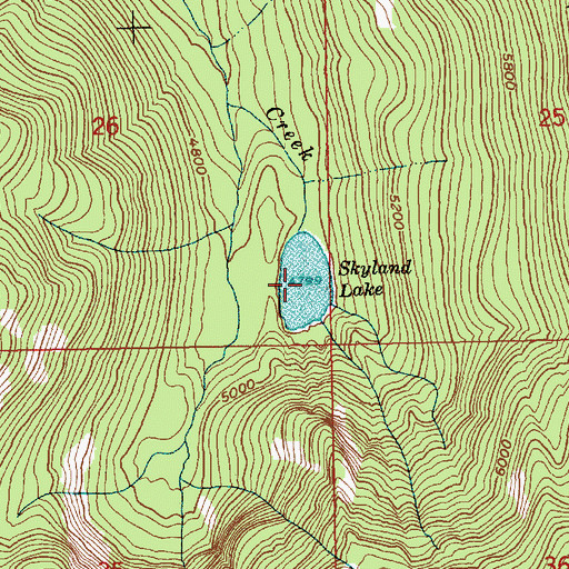 Topographic Map of Skyland Lake, ID