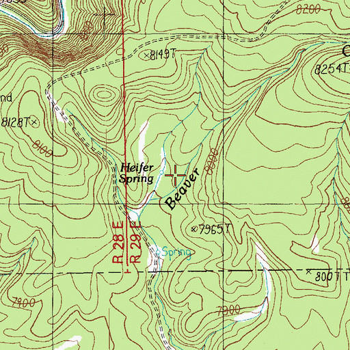 Topographic Map of Heifer Spring, AZ