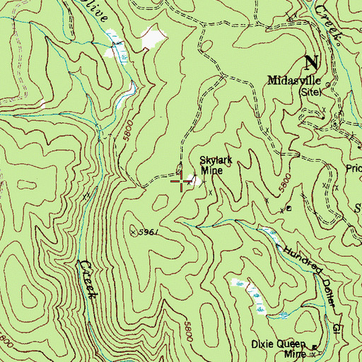 Topographic Map of Skylark Mine, ID