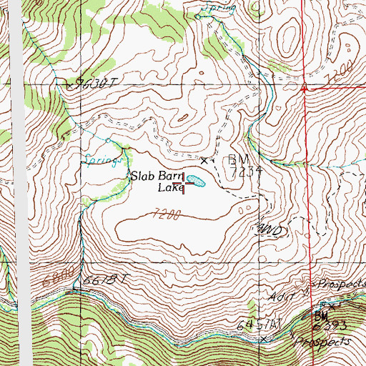 Topographic Map of Slab Barn Lake, ID