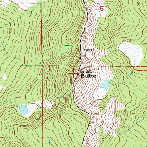 Topographic Map of Slab Butte, ID