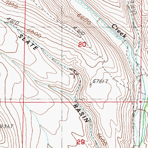 Topographic Map of Slate Basin, ID