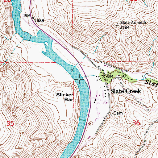 Topographic Map of Slate Creek, ID