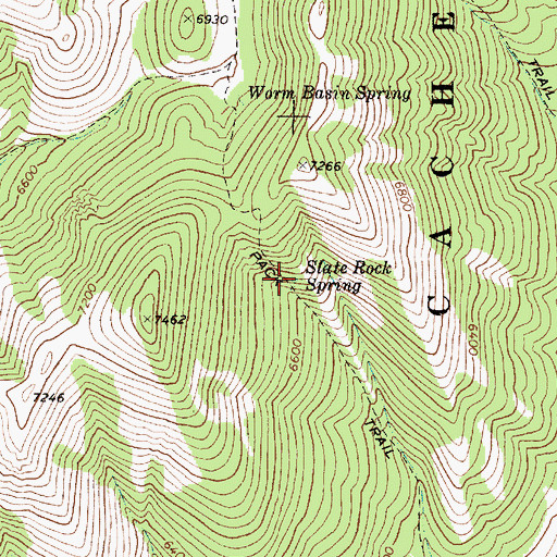 Topographic Map of Slate Rock Spring, ID