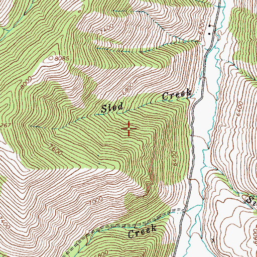 Topographic Map of Sled Creek, ID