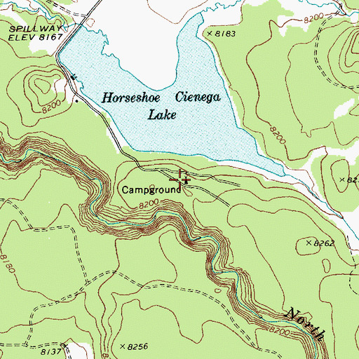Topographic Map of Horseshoe Cienega Lake Campground, AZ