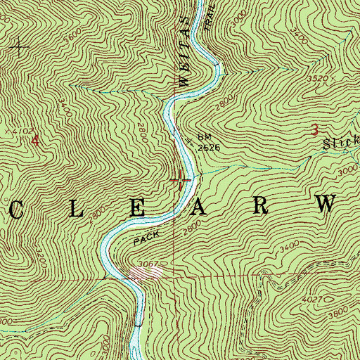 Topographic Map of Slick Creek, ID