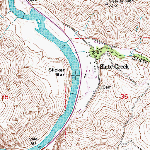 Topographic Map of Slicker Bar, ID