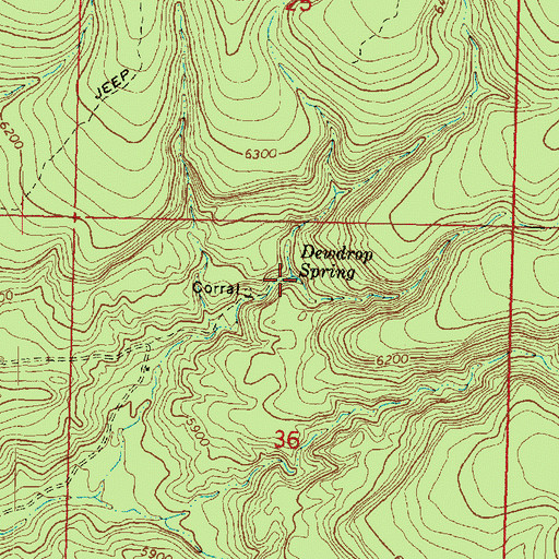 Topographic Map of Dewdrop Spring, AZ