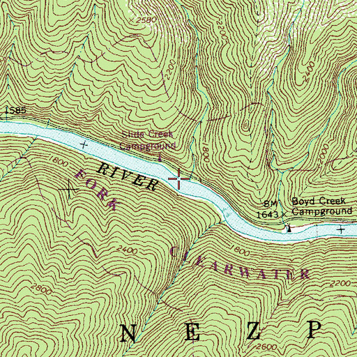 Topographic Map of Slide Creek, ID