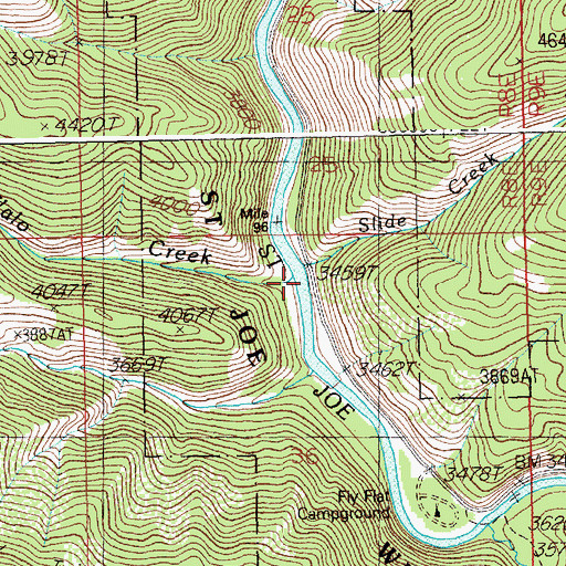 Topographic Map of Slide Creek, ID