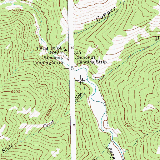 Topographic Map of Slide Creek, ID